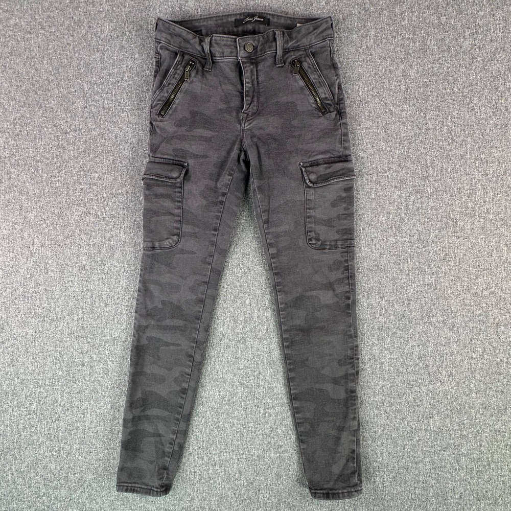 Mavi Jeans Pants Womens 25 Juliette Skinny Cargo Gray Camo Zip Accent